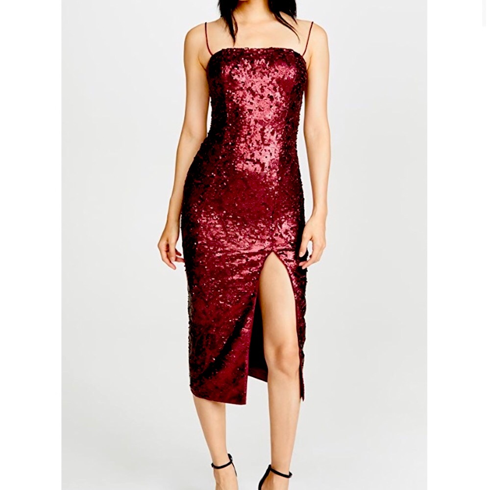Misha BNWT Tamara Sequin Dress sz 0 in Wine - Picture 3 of 16